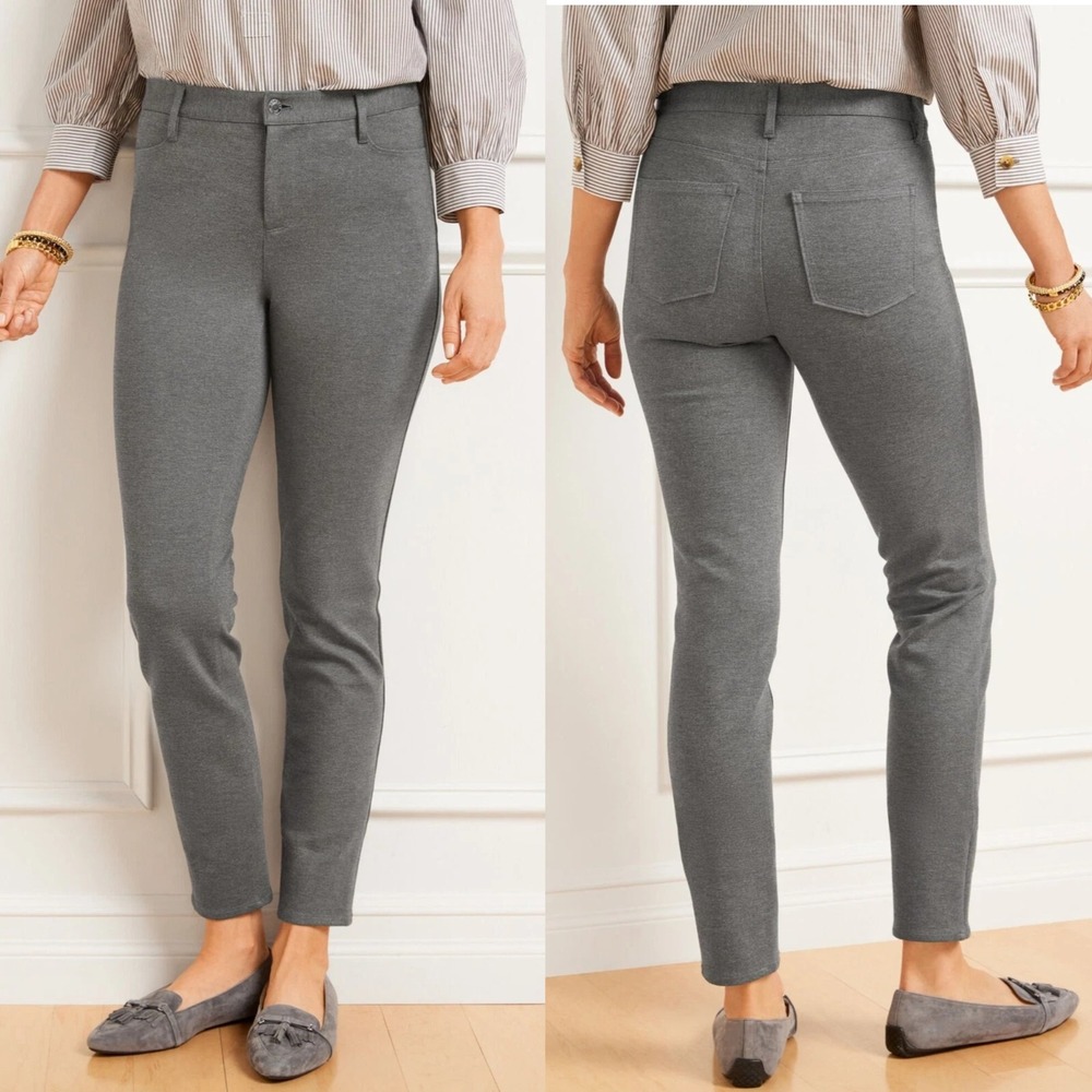 Talbots Womens Soho 5‎ Pocket Jegging Size 6 Gray Stretch Ponte Knit Slim Pant